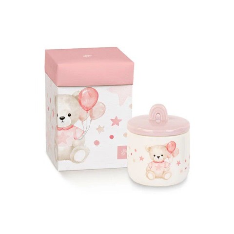 CANDELA ORSETTO PALLONCINO ROSA D6 H7.5 CON SCATOLA